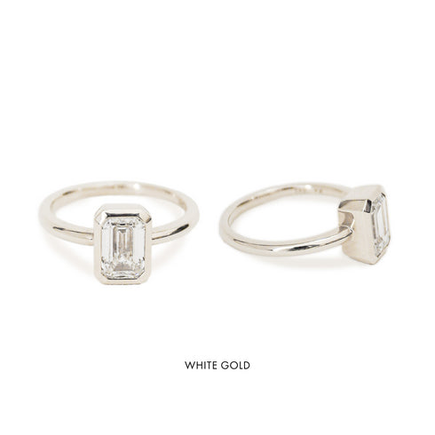 Bezel Set Emerald Cut Lab Grown Diamond Ring